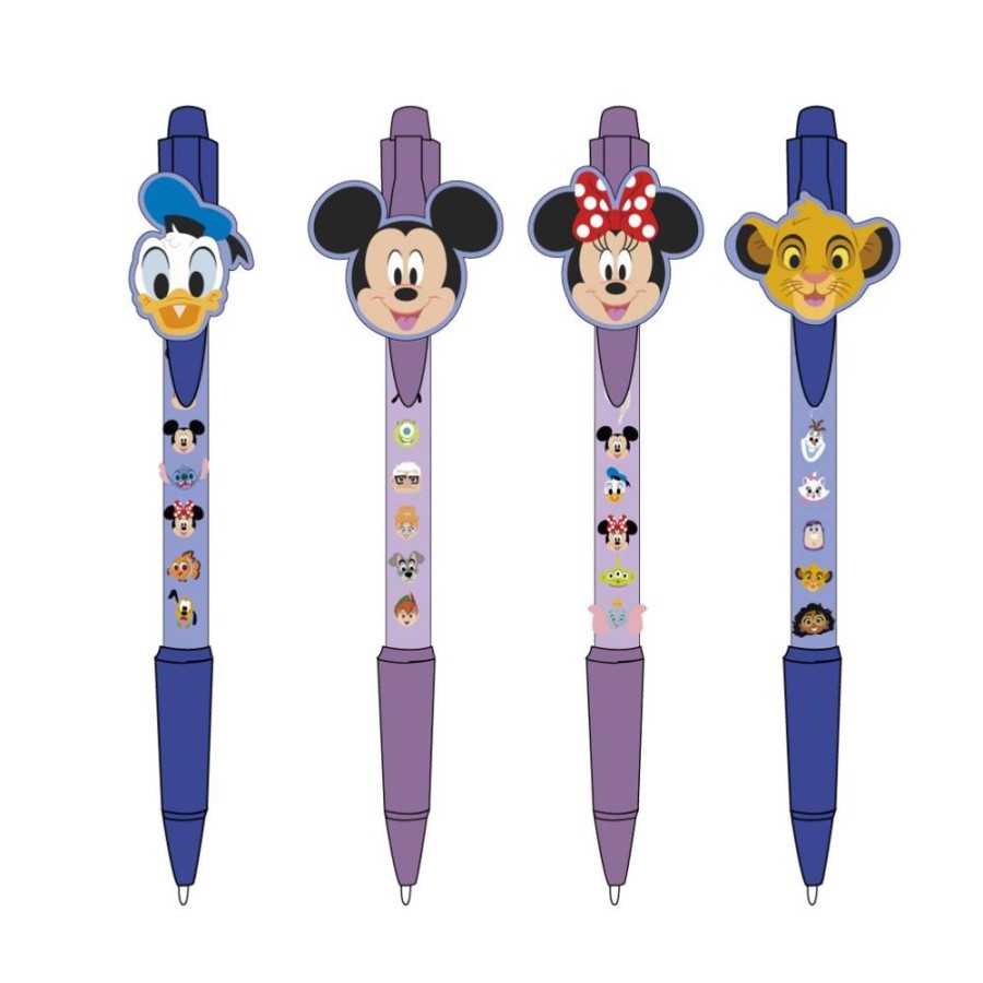 Cerda | Disney 100 Ans - Personnages - Set De 4 Stylos A Bille