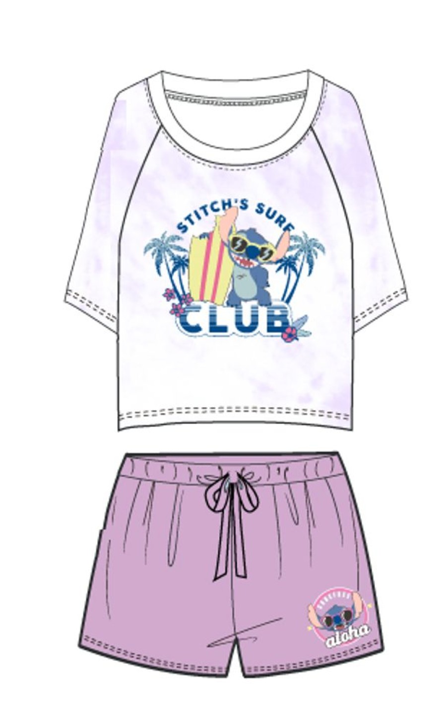 DISNEY | Disney- Stitch'S Surf Club - Pyjama Femme Court Violet (S)