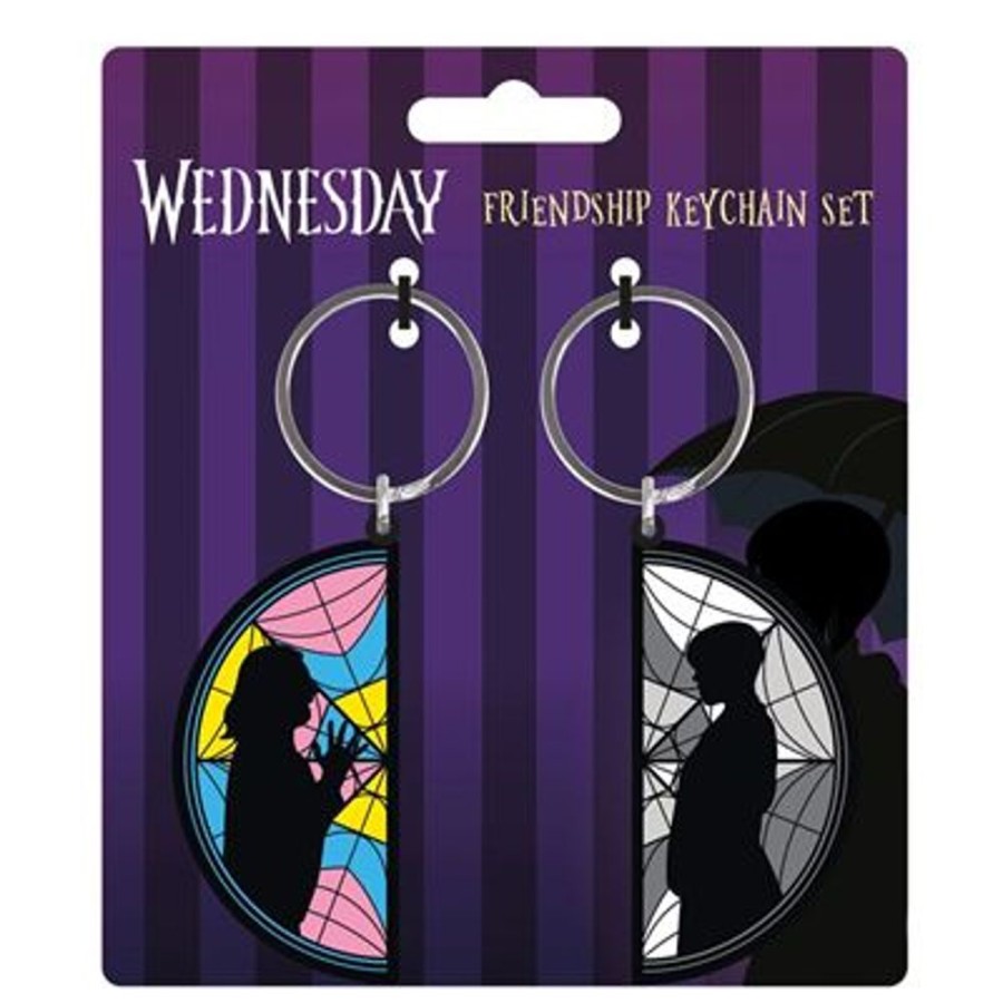 Pyramid | Mercredi - 2 Pack Porte-Cles Caoutchouc - Wednesday Enid Window