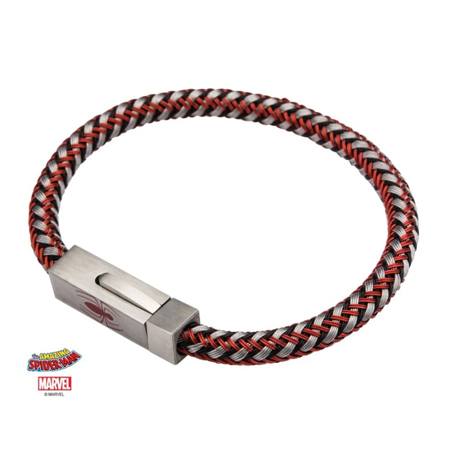 S1 Studio | Marvel - Stainless Steel & Woven Leather Spider-Man Bracelet