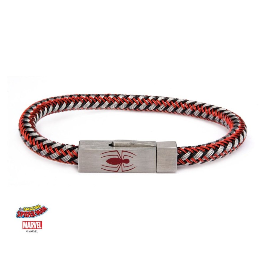 S1 Studio | Marvel - Stainless Steel & Woven Leather Spider-Man Bracelet