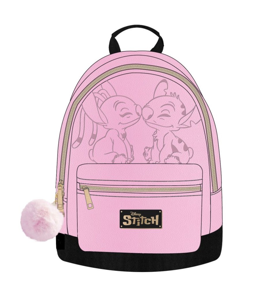 Red Robin | Stitch & Angel - Pink & Black - Sac A Dos Fashion - '28X22X11Cm'