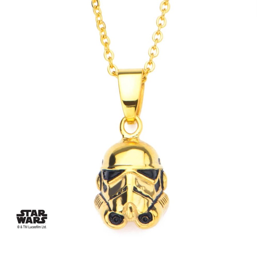 S1 Studio | Star Wars - Gold Pvd Plated 3D Stormtrooper Pendant With Chain