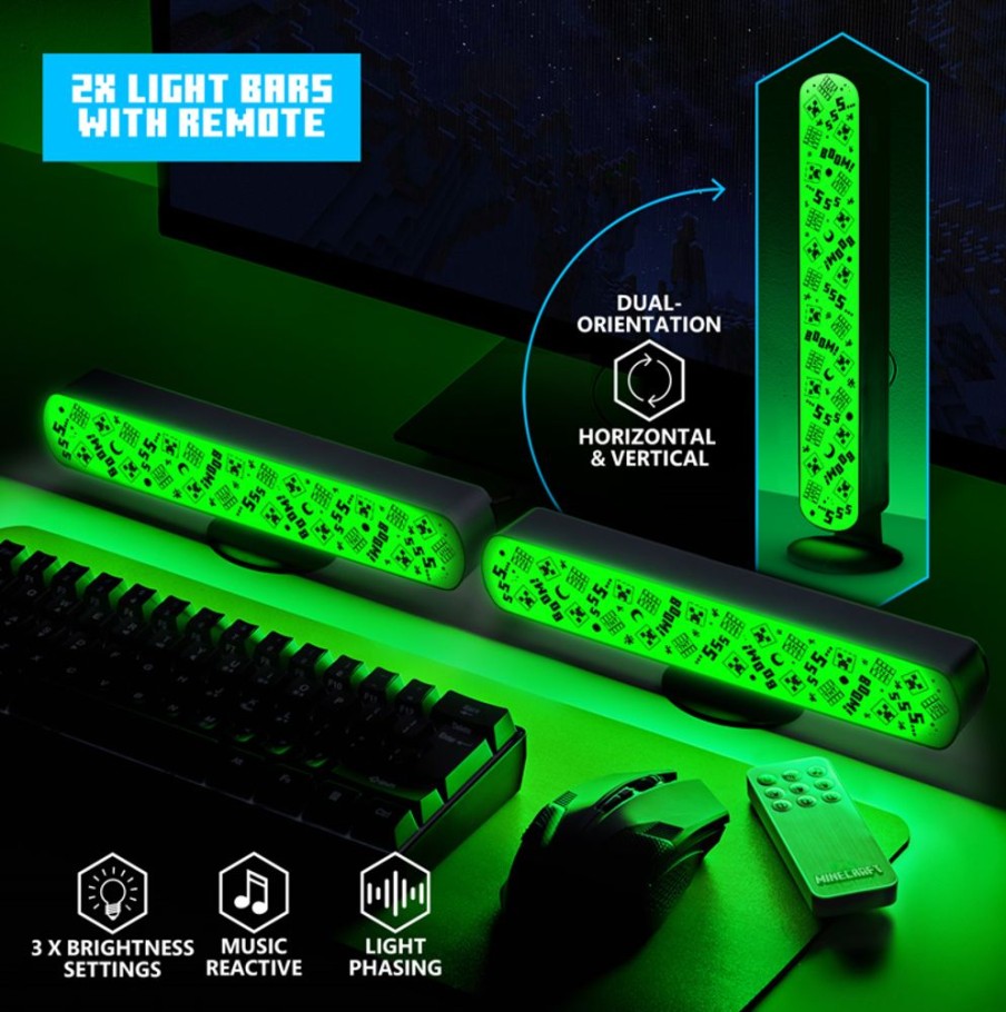 Paladone | Minecraft - Creeper - Set De 2 Barres Lumineuses Avec Telecommande