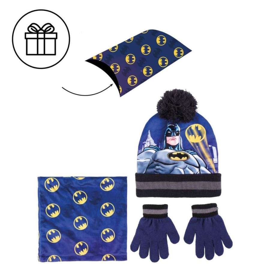 Cerda | Batman - Set Bonnet Pompon + Gants + Tour De Cou - 3Pc Enfant