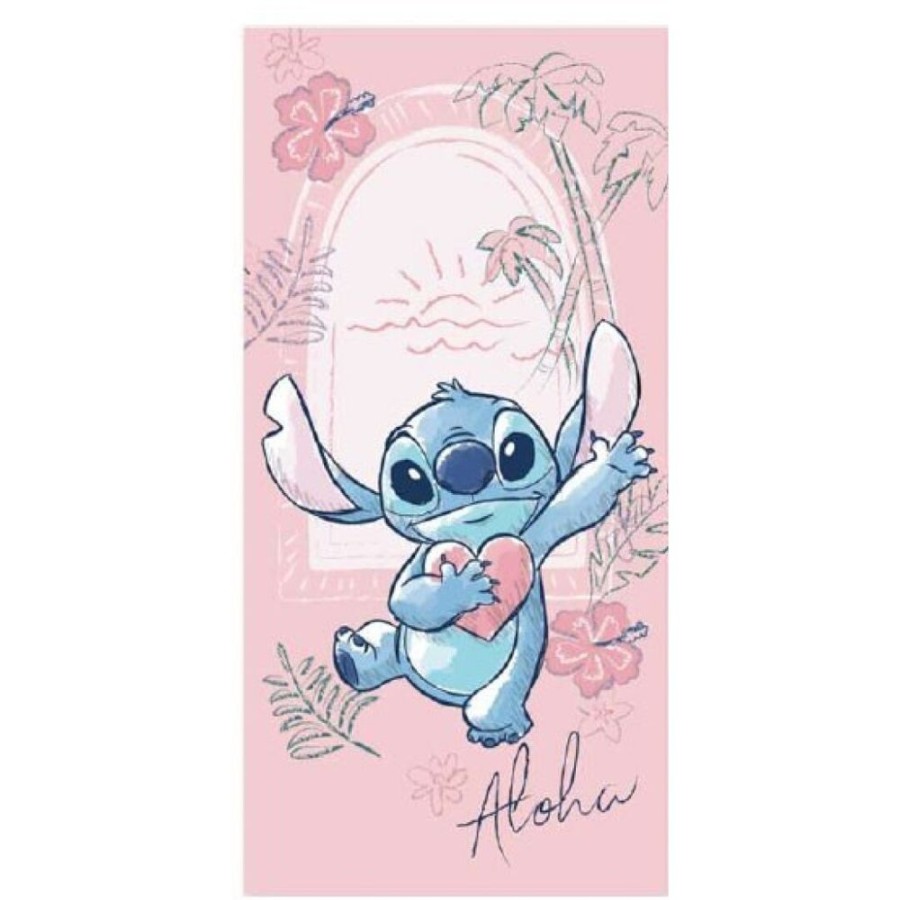 AyMax | Lilo & Stitch -Stitch Rose -Serviette De Plage 100% Polyester 70X140Cm