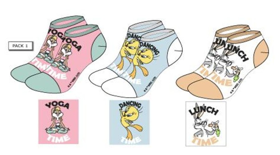 LOONEY TUNES | Looney Tunes - Bugs Bunny - Pack De 3 Chausettes Femme Pack 1 (T36/38)