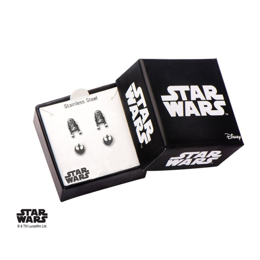 S1 Studio | Star Wars - 3D R2D2 And Rebel Alliance Symbol Stud Earring Set