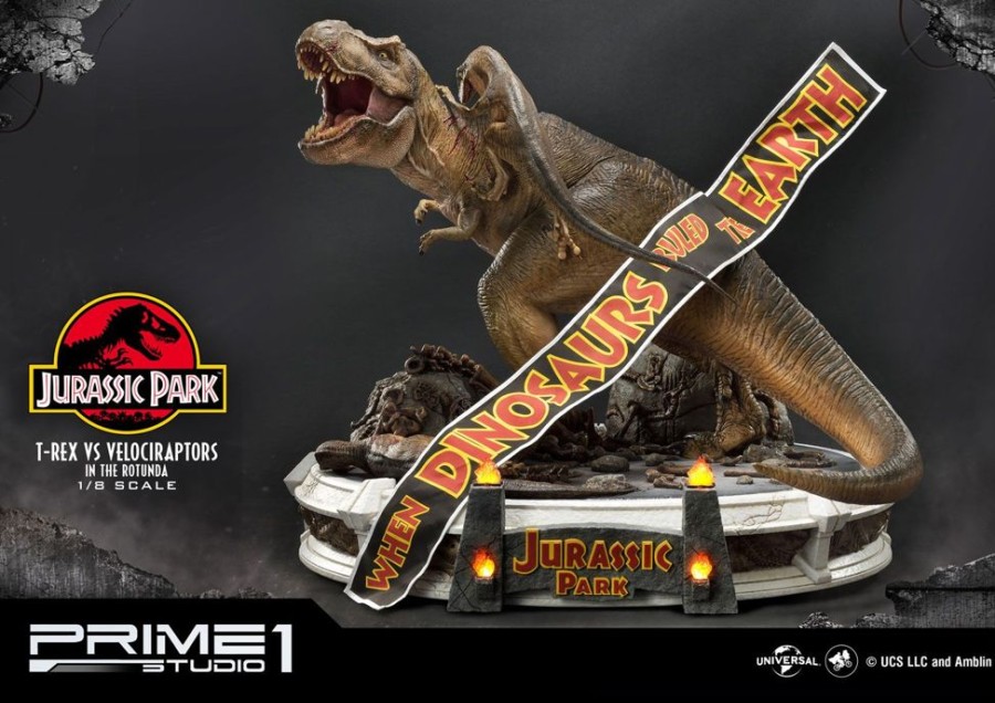 Prime 1 Studio | Jurassic Park - Diorama 1/8 - T-Rex Vs Velociraptors - 65Cm