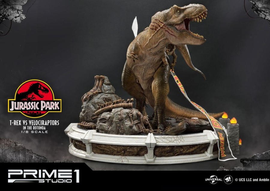 Prime 1 Studio | Jurassic Park - Diorama 1/8 - T-Rex Vs Velociraptors - 65Cm