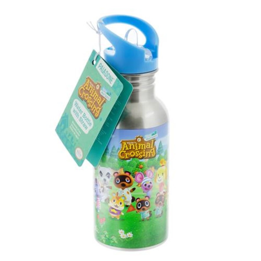 Paladone | Animal Crossing - Bouteille D'Eau En Metal Avec Paille 500Ml