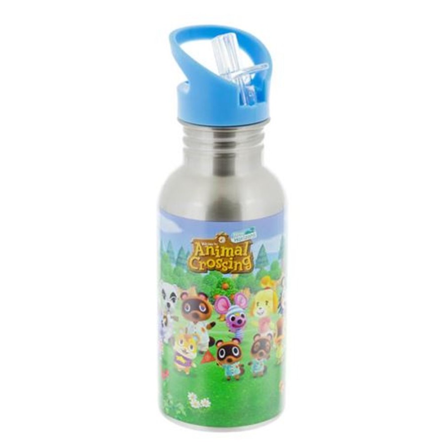 Paladone | Animal Crossing - Bouteille D'Eau En Metal Avec Paille 500Ml