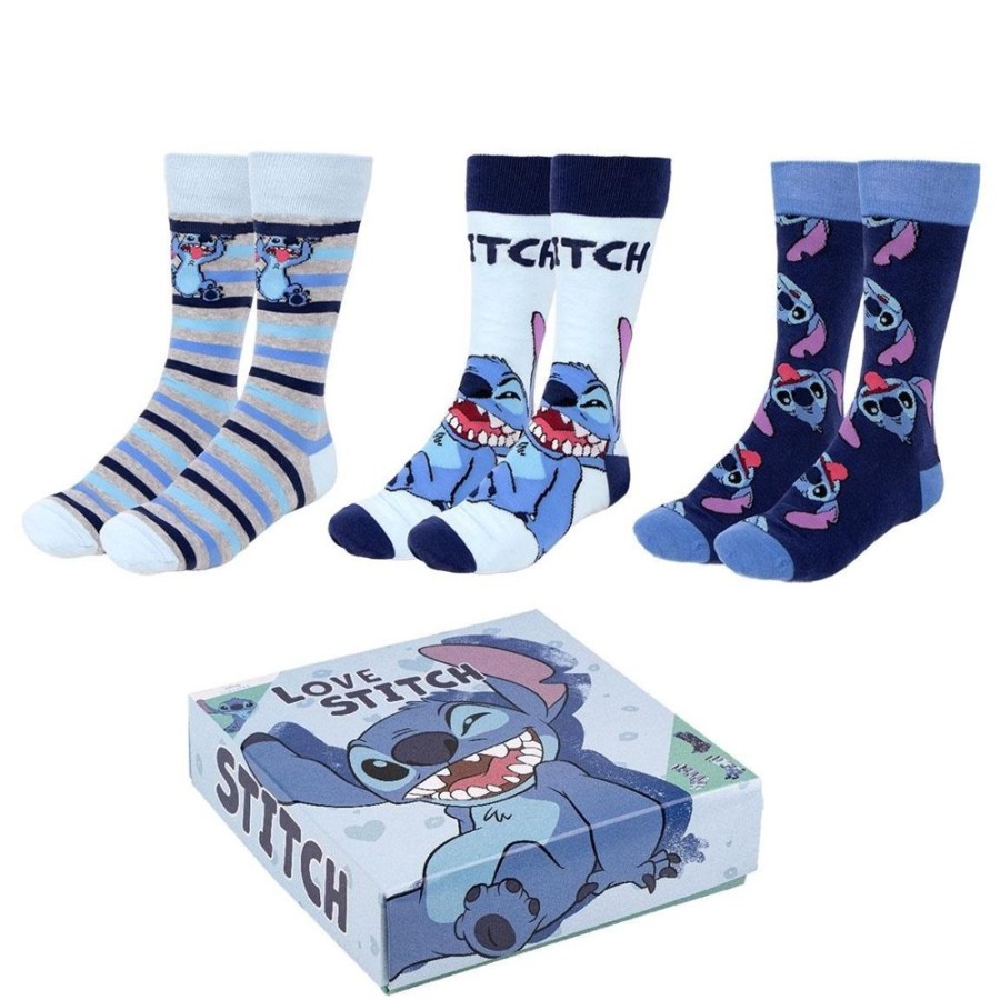 Cerda | Stitch - Happy - Pack De 3 Paires De Chaussettes (Taille 40-46)