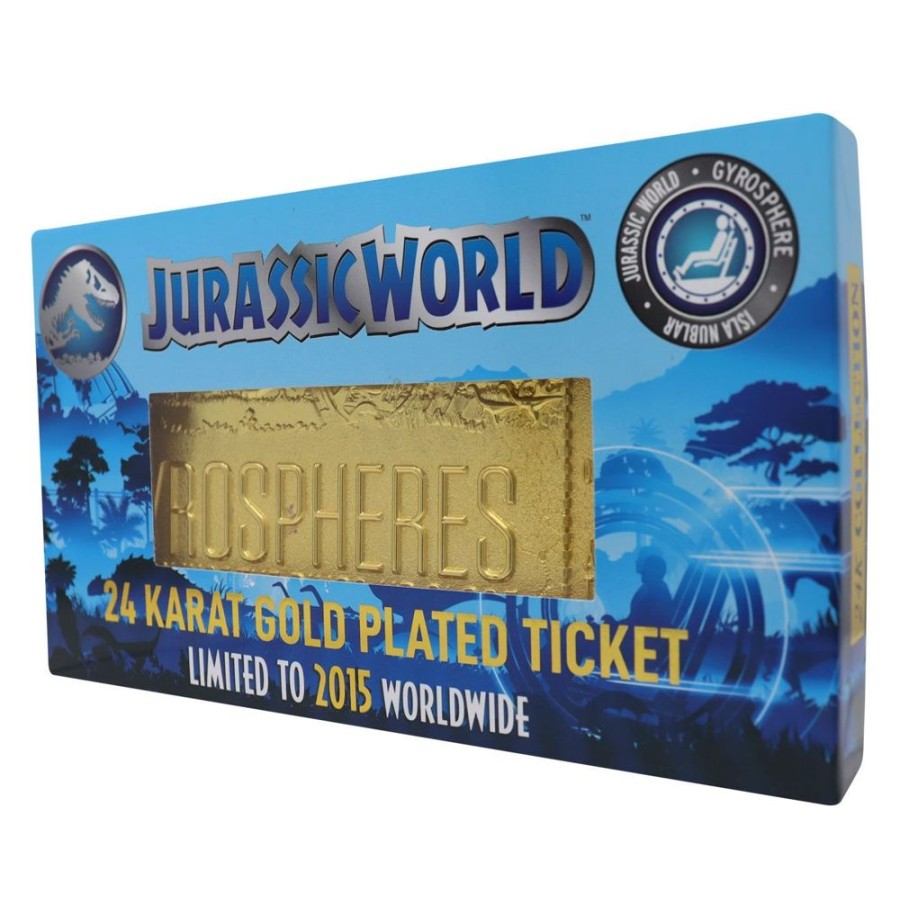 Fanattik | Jurassic World - Gyrosphere - Ticket Plaque Or Collector 24K