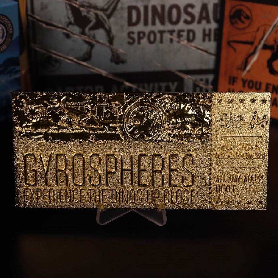 Fanattik | Jurassic World - Gyrosphere - Ticket Plaque Or Collector 24K