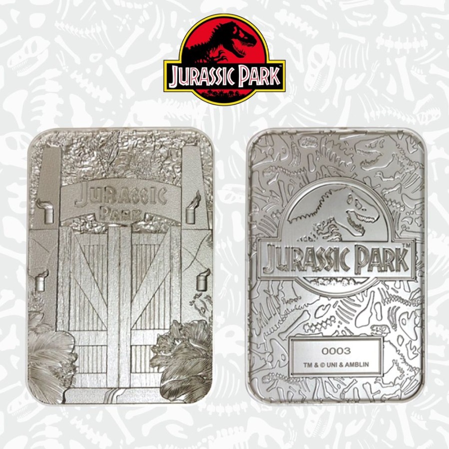 Fanattik | Jurassic Park - Portes D'Entrees - Carte Metal Plaque Argent Collector