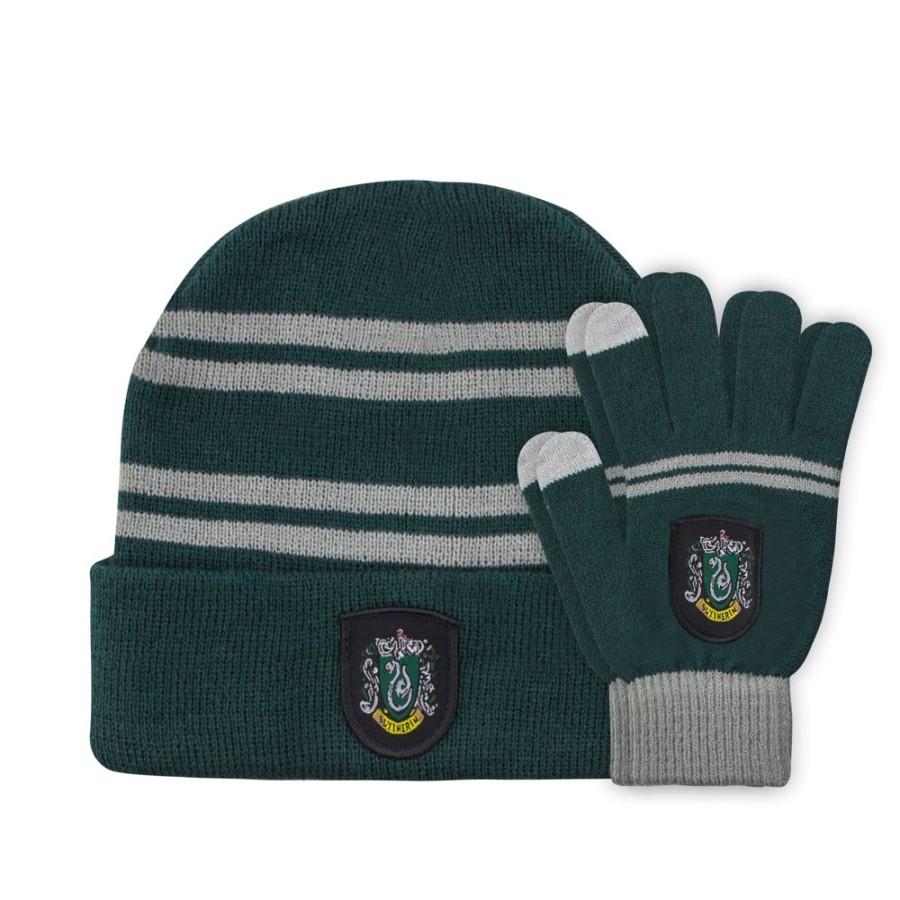 Cinereplicas | Harry Potter - Set Enfant Gants Tactiles & Bonnet - Serpentard